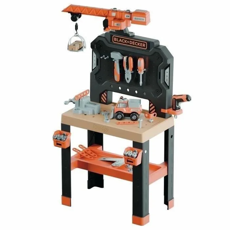 Speelgoedwerkbank Black & Decker - hamer, zaag, schroeven, nagels, schroevendraaier en tal van accessoires by Smoby in Black – product photo