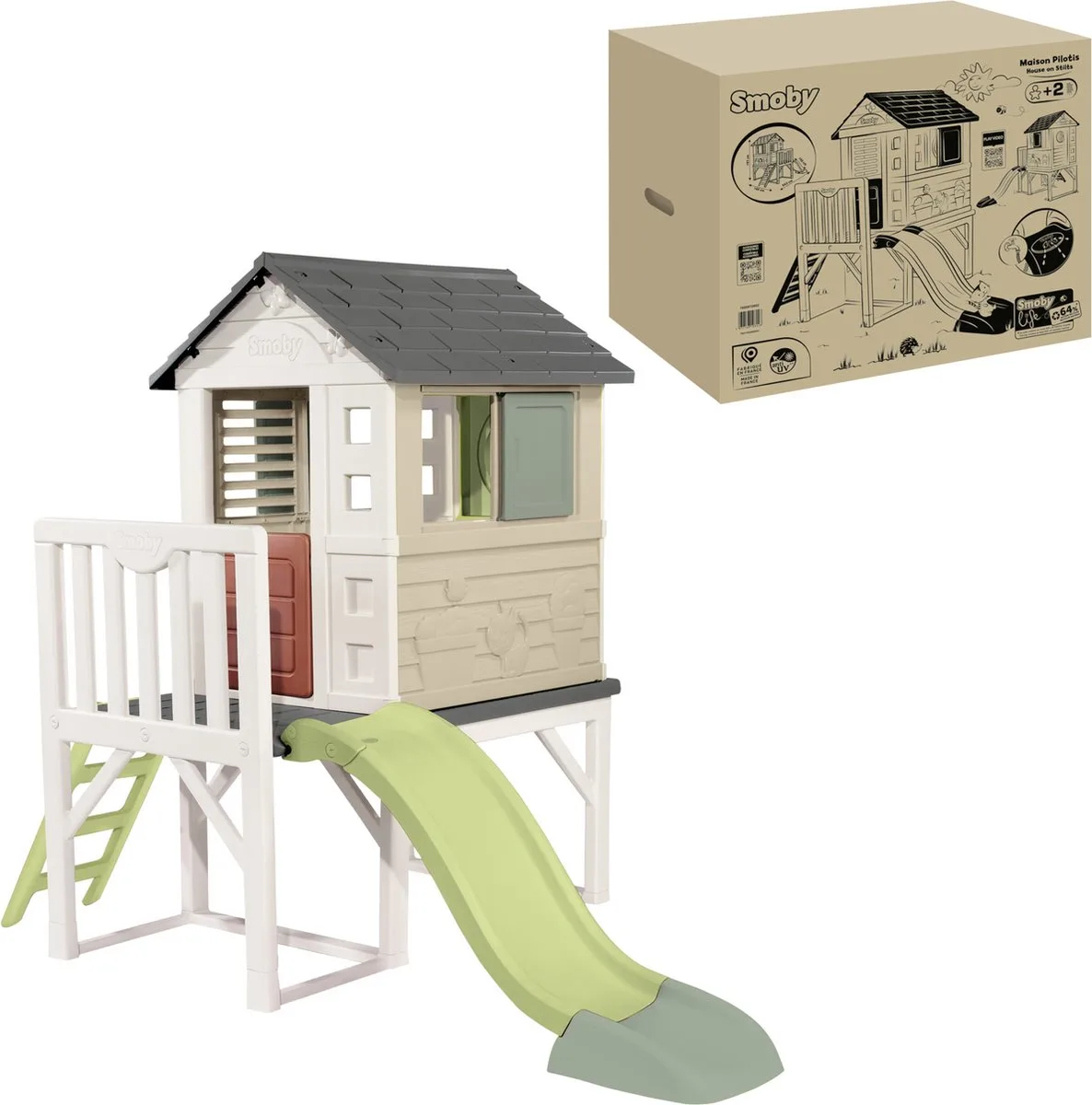 Life Spielhaus Stelzen, Gartenspielgerät von Smoby in Beige – Produktfoto