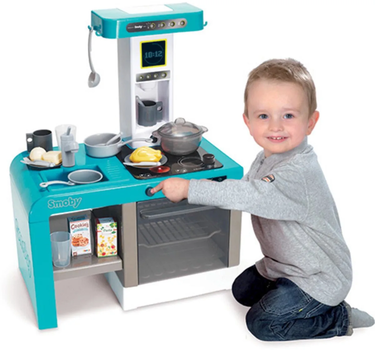 Speelkeuken Met Licht En Geluid + 22 Accessoires Blauw/Wit von Smoby in Weiß, Grau, Blau – Produktfoto