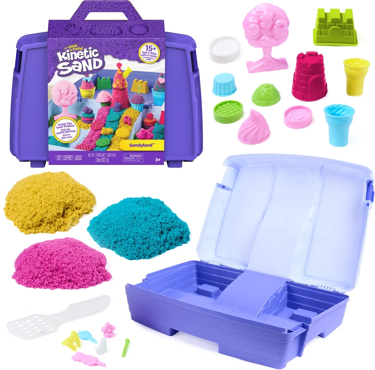 Kinetic Sand - Sandyland-speelset met 907 gram kneedbaar speelzand meer dan 15 gereedschappen - Origineel Kinetic Sand von Spin Master in Mehrfarbig – Produktfoto