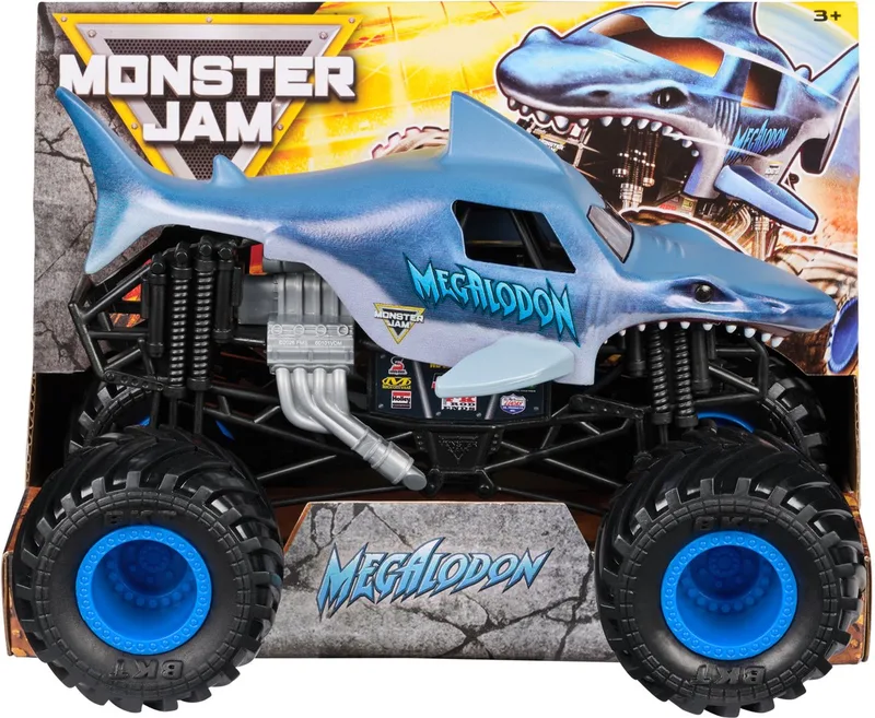 Monster Jam Megalodon Monster Truck - 1:24 by Spin Master in Blue, Black – product photo