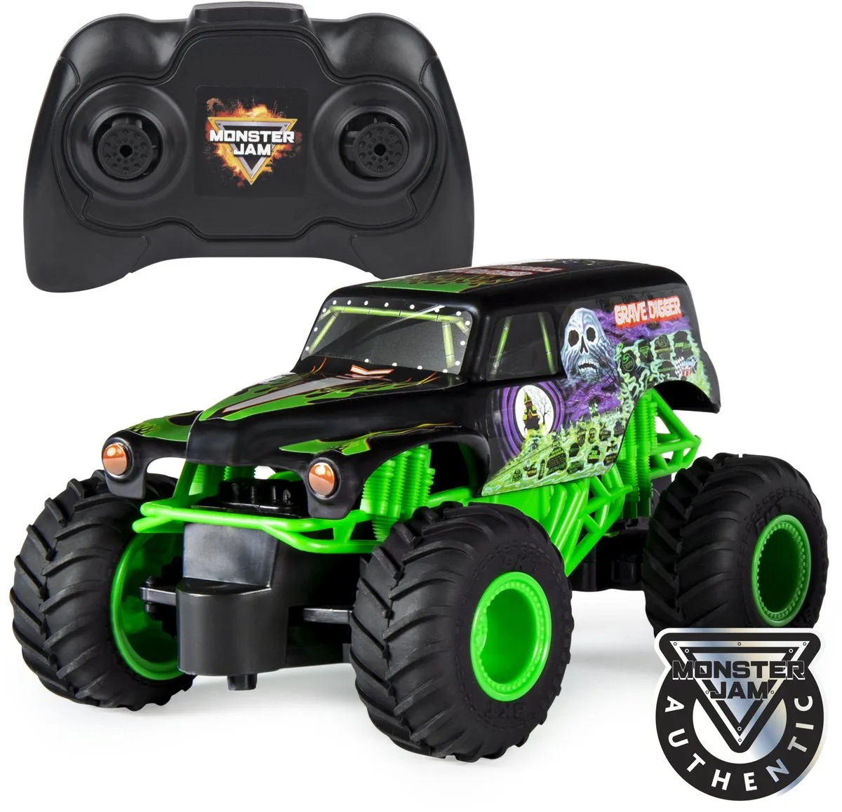 Monster Jam RC 2,4 GHz Bestuurbare Megalodon - 1:24 fra Spin Master i Sort, Grøn – produktbillede