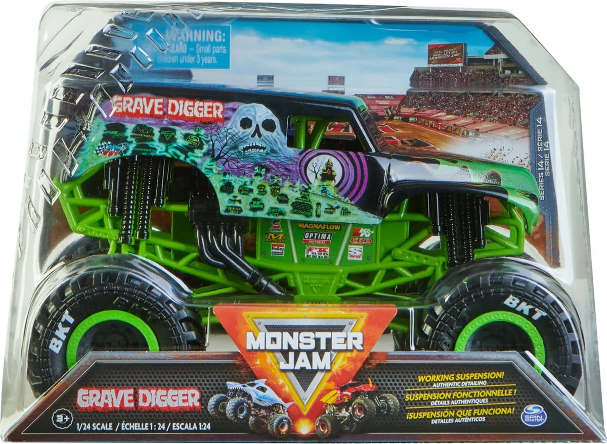 Monster Jam - True Metal - Grave Digger - Speelgoedvoertuig - Schaal 1:24 by Spin Master in Black, Green – product photo