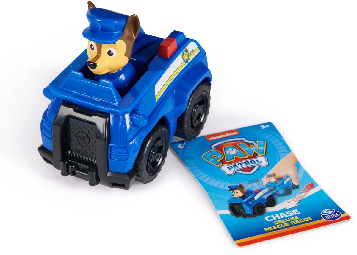 PAW Patrol - Deluxe Rescue Racers verzamelbare Chase PAW Patrol-speelgoedauto's met terugtrekfunctie by Spin Master in Multicolour – product photo