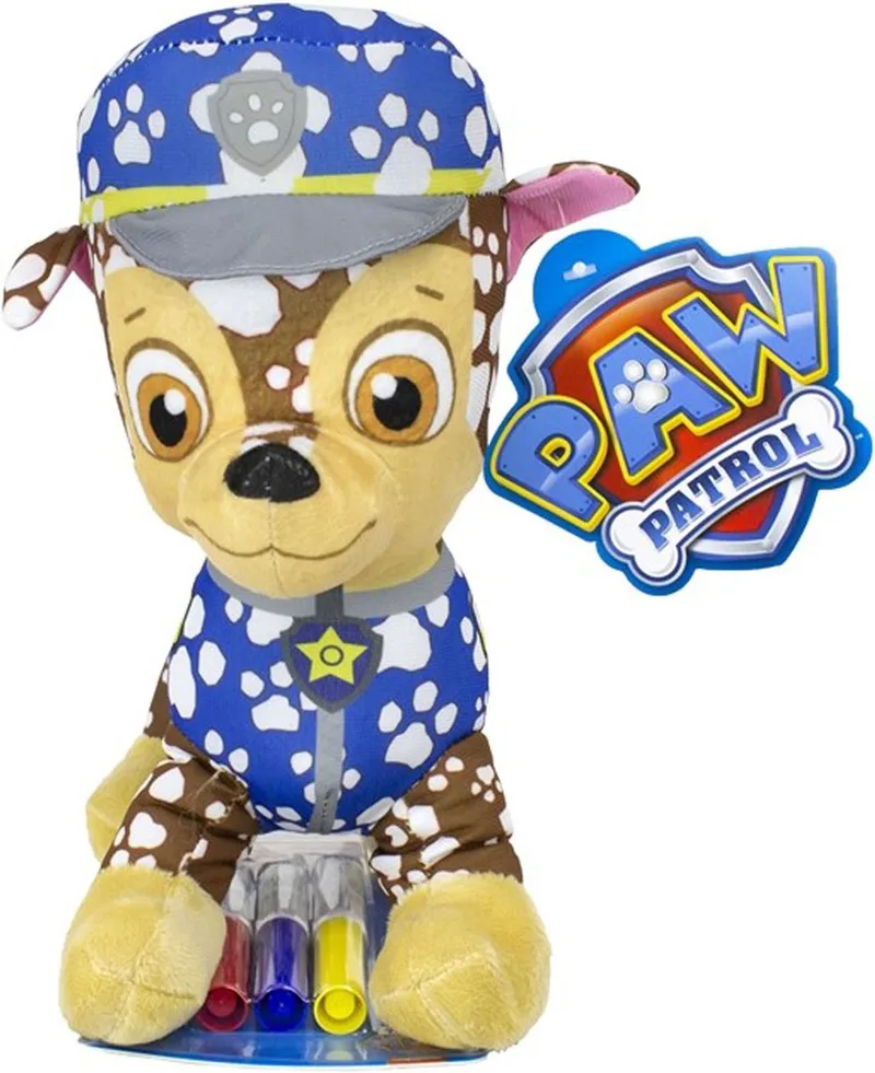 PAW Patrol Inkleur Knuffel met Stiften - Chase. van Spin Master in Meerkleurig – productfoto