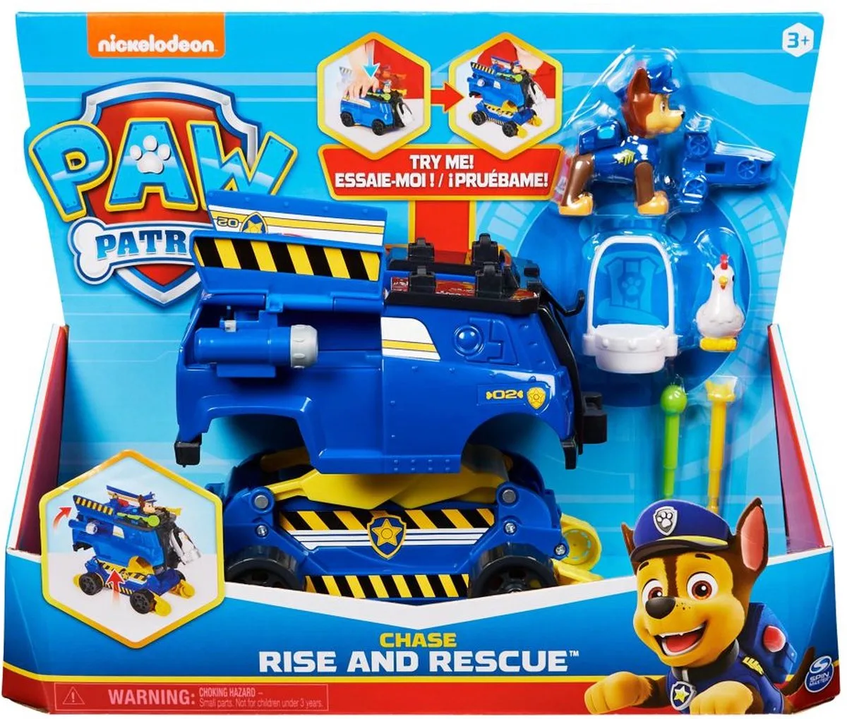 PAW Patrol - Transformerende Rise'n'Rescue-speelgoedvoertuig met actiefiguren en accessoires - stijlen kunnen variëren by Spin Master in Multicolour – product photo