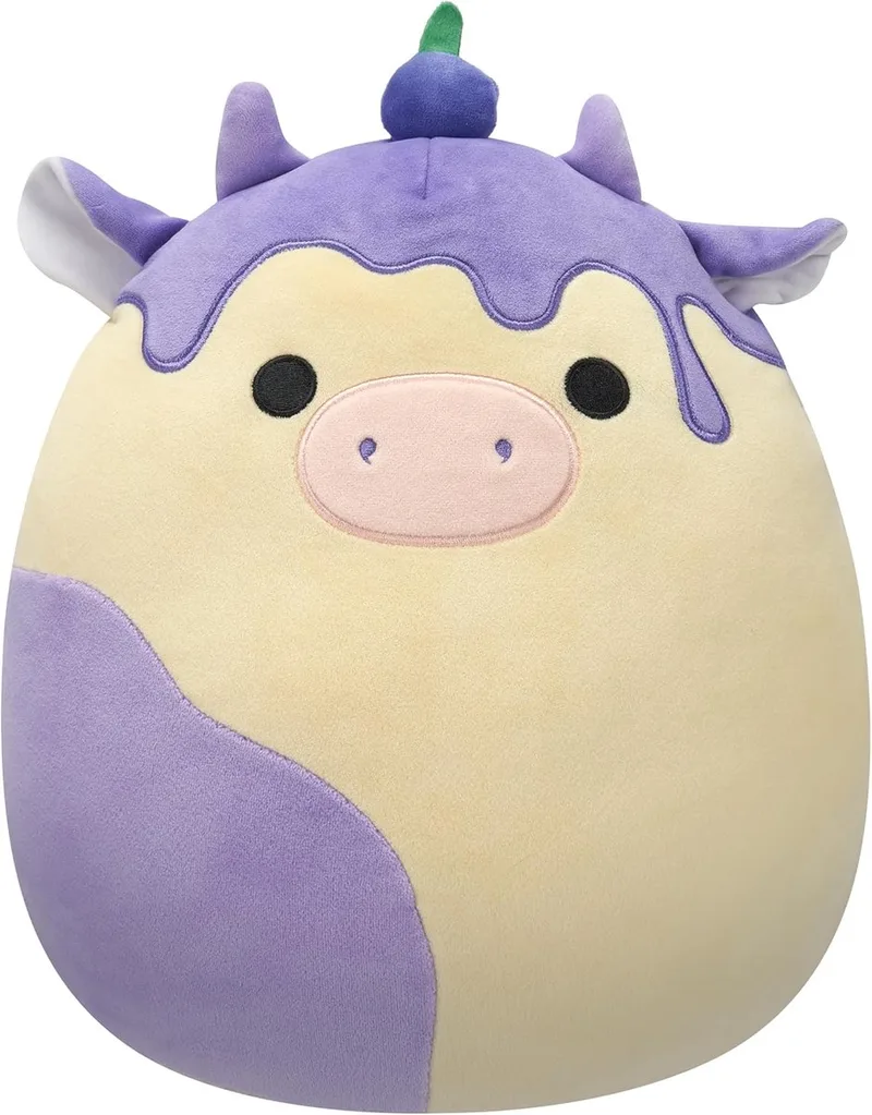 Benito - De Bosbessen Cheesecake Koe - Knuffel - 20 cm – Origineel Jazwares von Squishmallows in Weiß – Produktfoto