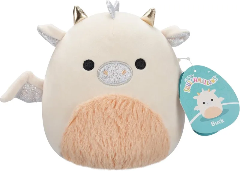 Buck Draak - Knuffel 19 cm – Crème & Perzik – Zachte Knuffel von Squishmallows in Creme – Produktfoto