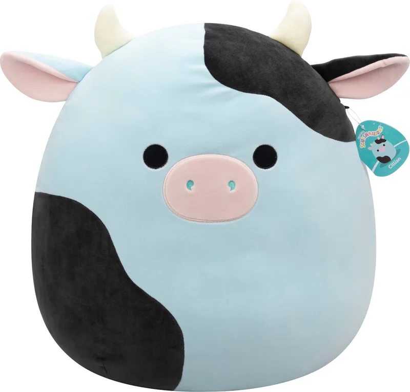 Cillian - Blue and Black Cow 50cm pluche von Squishmallows in Weiß – Produktfoto