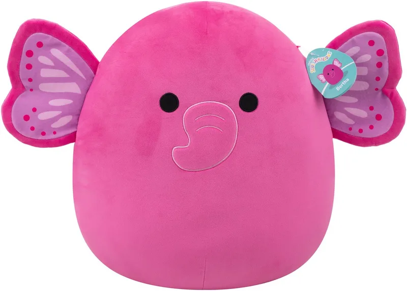 Large Plush 40cm Evelyn - Hot Pink Butterfly Elephant von Squishmallows in Rose – Produktfoto