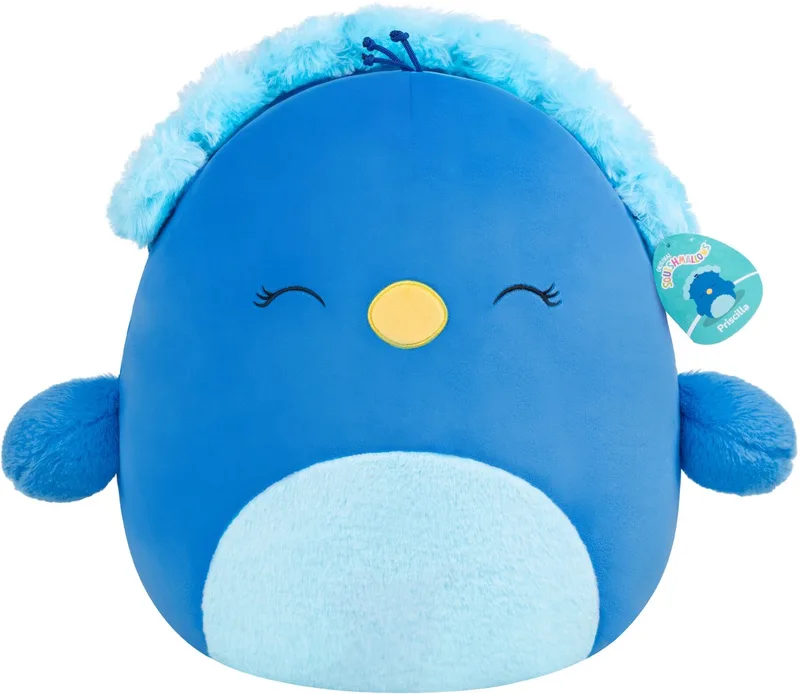 Large Plush 40cm Priscilla - Blue Peacock W/Closed Eyes and Fuzzy Belly fra Squishmallows i Flerfarvet – produktbillede