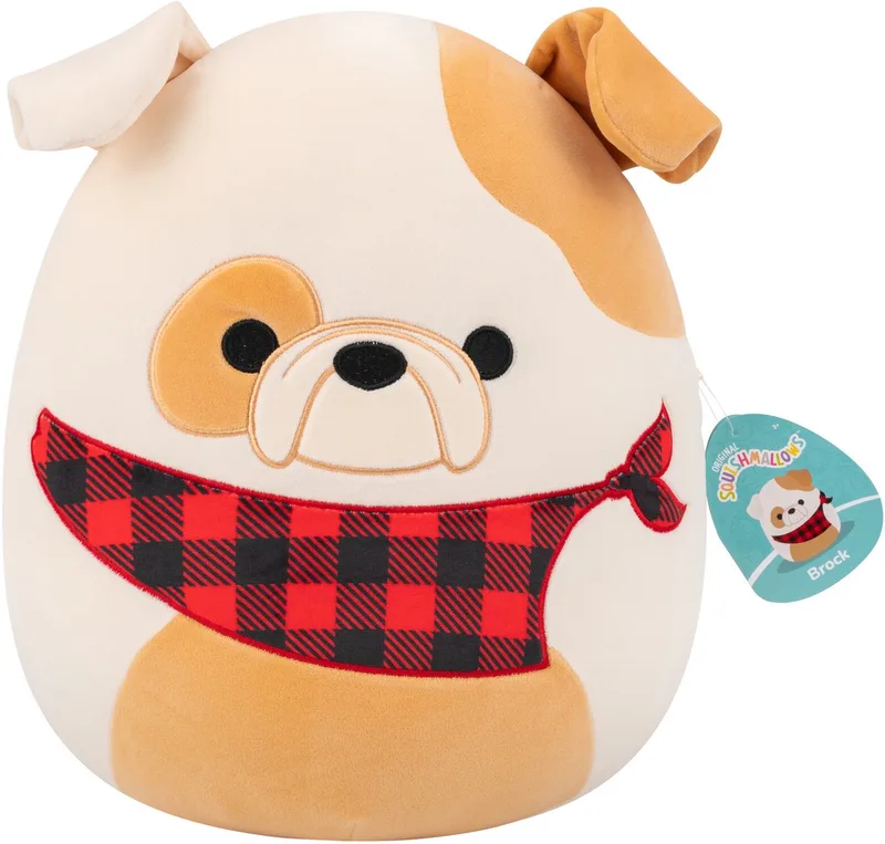 Medium Plush 30cm Brock - White And Tan Bulldog W/Plaid Bandana by Squishmallows in Multicolour – product photo