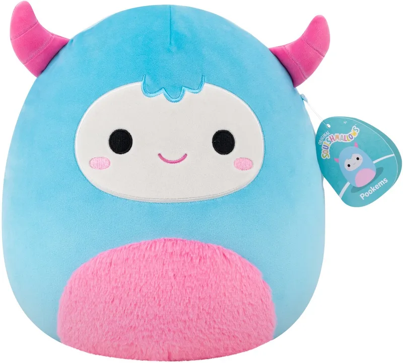 Medium Plush 30cm Pookems - Blue Yeti W/Pink Fuzzy Belly fra Squishmallows i Flerfarvet – produktbillede