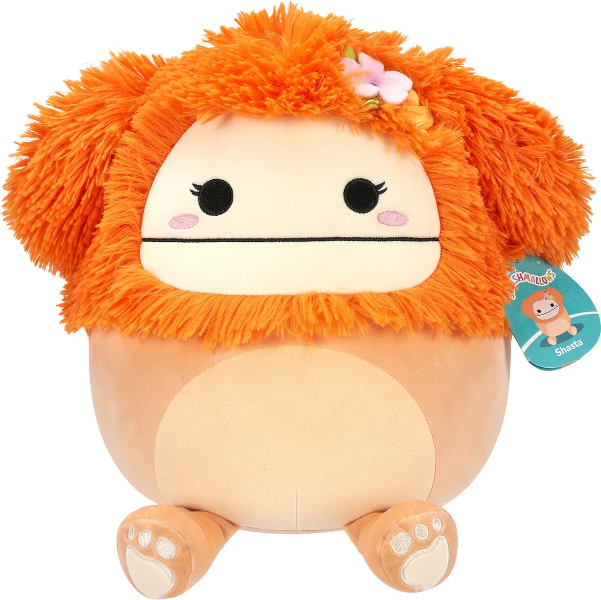 Shasta Light Orange Bigfoot W/Flower Pin 30 cm Plush fra Squishmallows i Orange – produktbillede