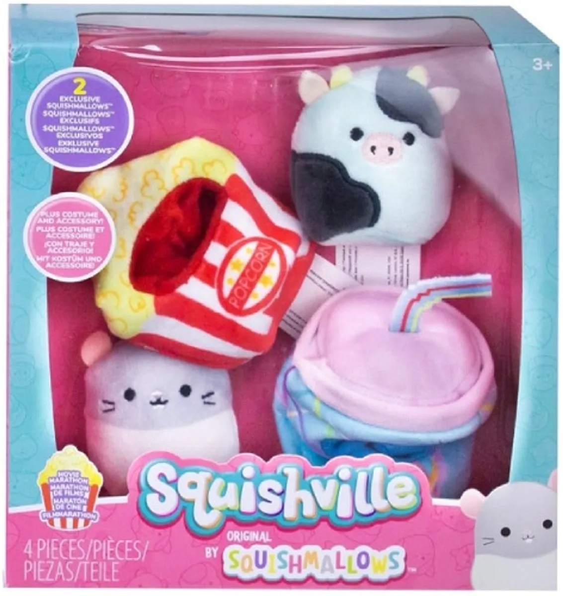 Squishville Squishmallows Pluche Knuffel (4 delig) 20 cm - Squishy Kawaii Knuffels Kussen - Speelgoed voor Kinderen Jongens Meisjes von Squishmallows in Movie Marathon – Produktfoto