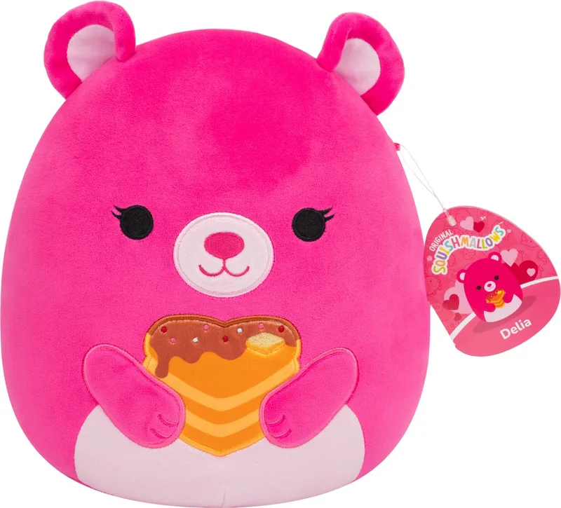 VALENTIJNSDAG - 19cm Plush Delia - Pink Bear Holding Heart Pancakes by Squishmallows in Pink – product photo