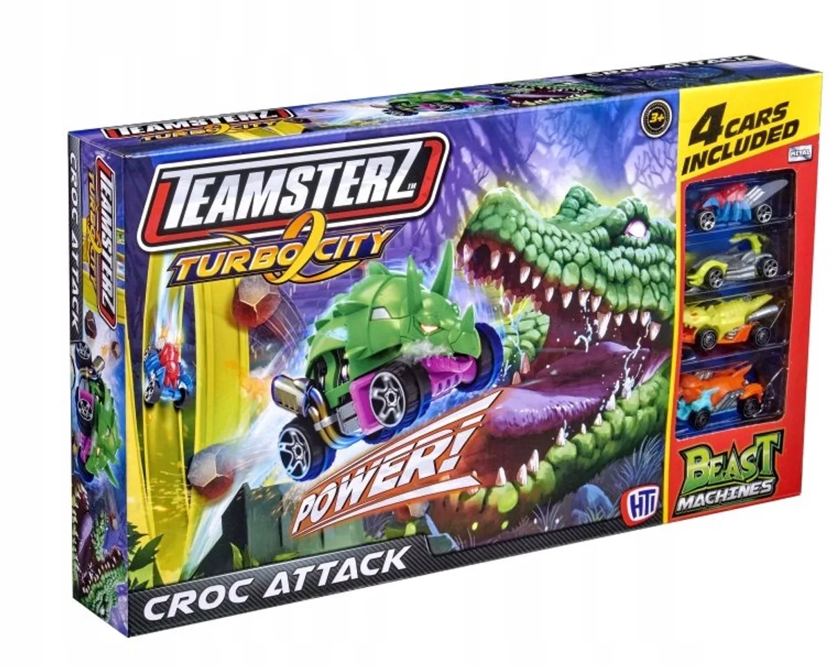 Croc Attack Autobaan met 4 Voertuigen de Teamsterz en Multicolore – photo du produit