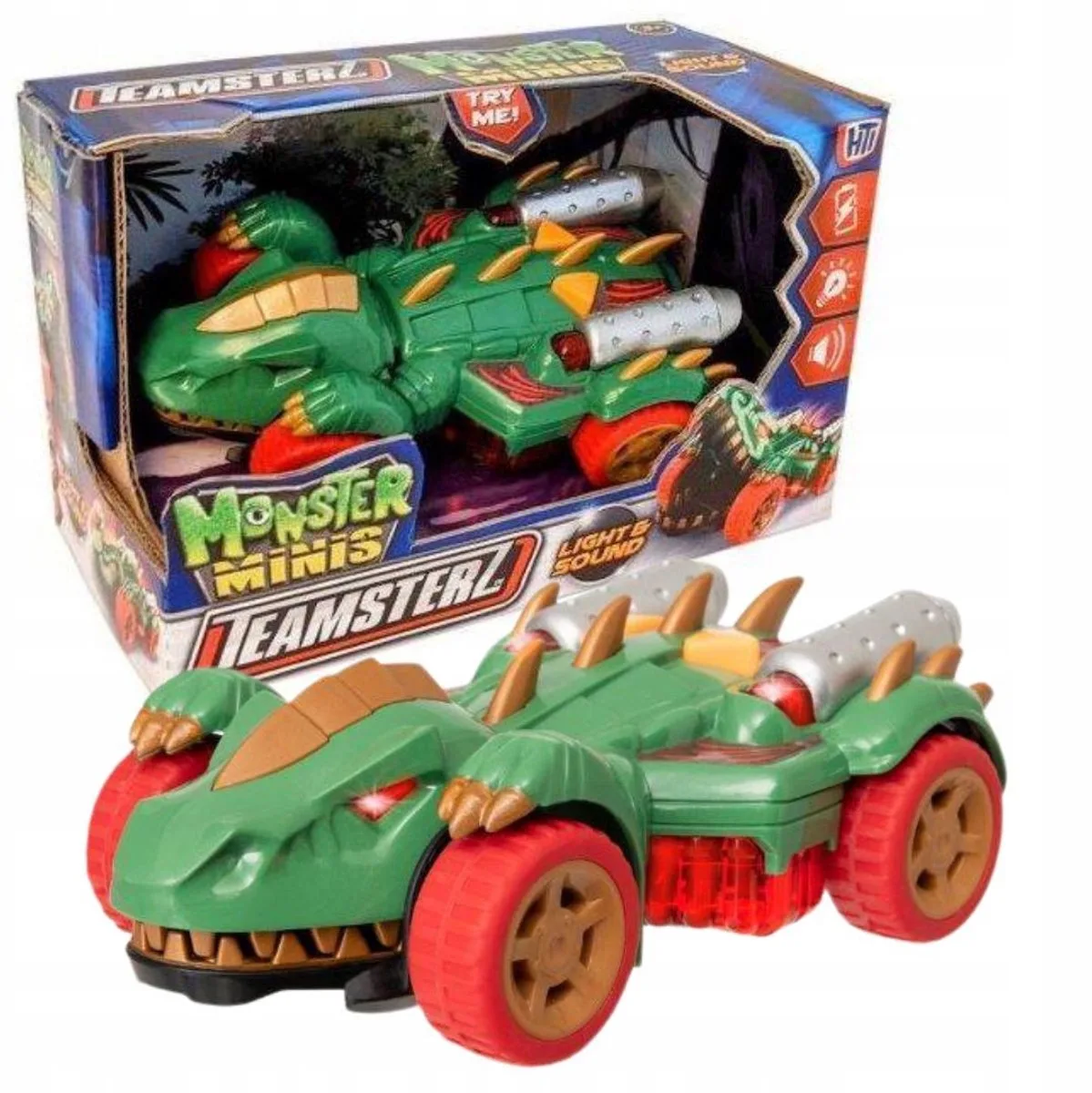 Monster Dino Auto met Licht en Geluid de Teamsterz en Vert – photo du produit
