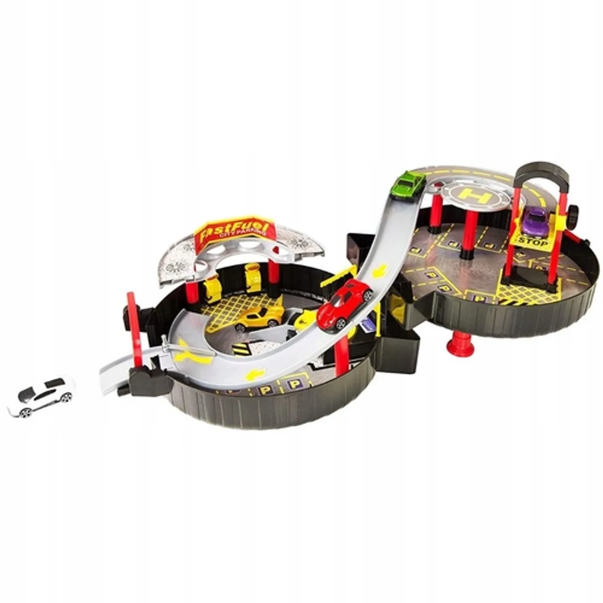 Opvouwbare Garage met Baan en 4 Voertuigen de Teamsterz en Multicolore – photo du produit