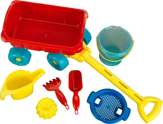 Aqua Action bolderkar - incl. talrijke accesoires voor het strand of de speeltuin - blauw rood geel