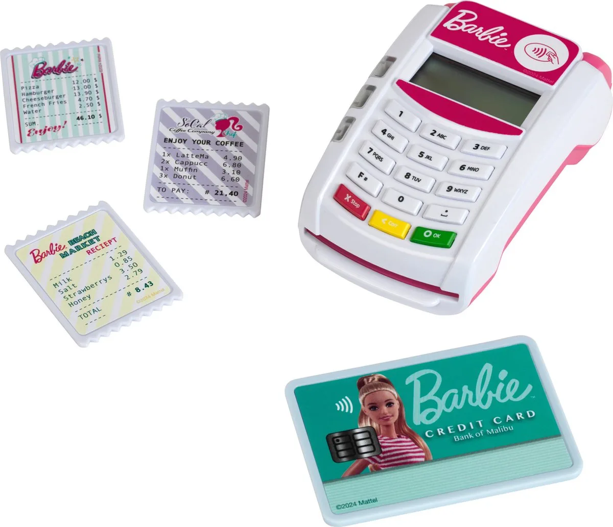 Barbie betaalterminal - 11,1x6,7x4,2 cm - incl. creditcardgleuf met geluid en functie om contactloos te betalen by Theo Klein in Multicolour – product photo