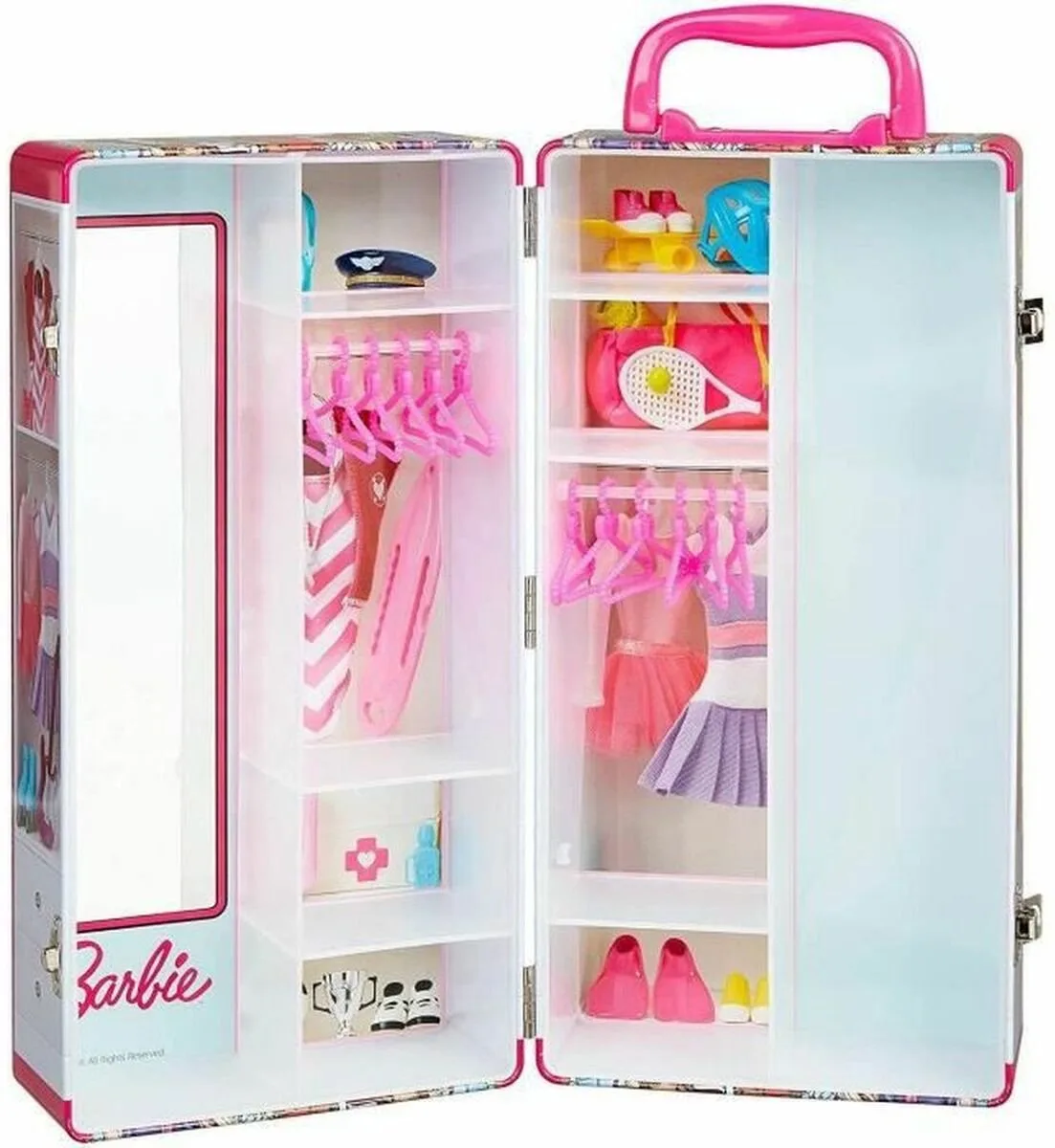 Barbie-kledingkoffer - kledingrekken en -legplanken - incl. accessoires- meerkleurig fra Theo Klein i Flerfarvet – produktbillede