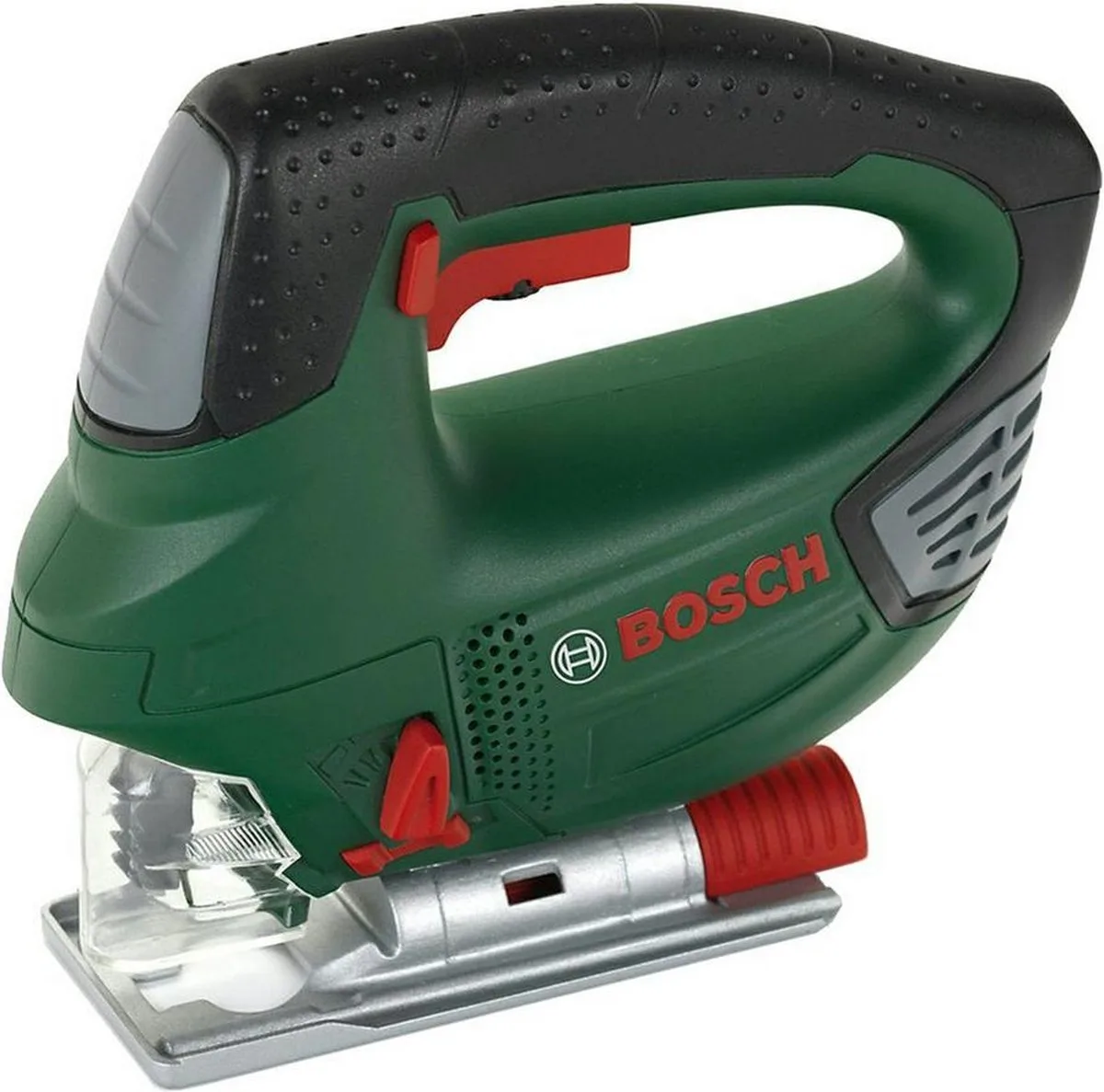 Bosch mini II legetøjsstiksav 17,9x5x16 cm, inklusive realistiske lyd- og lyseffekter, grøn rød sort, sav fra Theo Klein i Flerfarvet – produktbillede