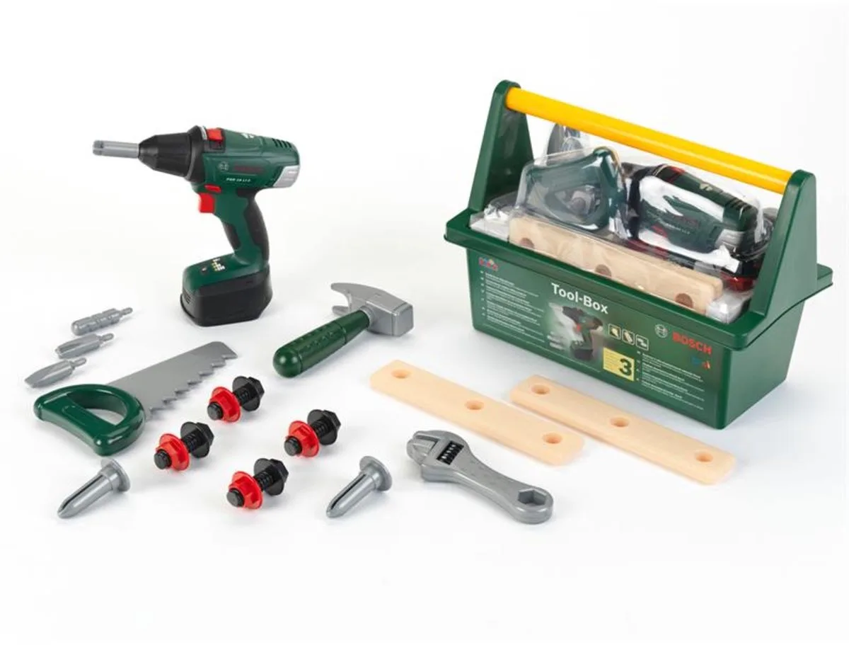 Bosch Tool Box mit Akkuschrauber, Kinderwerkzeug von Theo Klein in Grün – Produktfoto