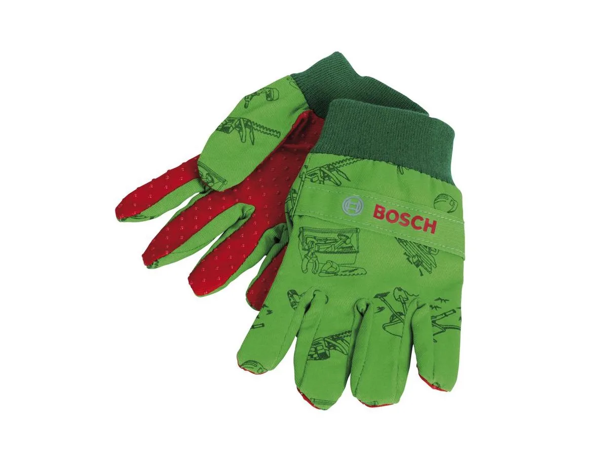 Bosch tuin handschoenen - 1 maat - vanaf 3 jaar - 90% ademend katoen - groen/rood de Theo Klein en Vert – photo du produit