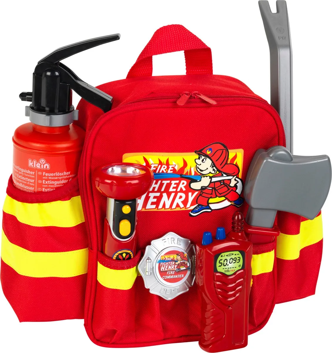 brandweerrugzak - 28x25x8,5 cm - incl. accessoires, verstelbare riemen en een grote opening voor het makkelijk pakken en opbergen - rood van Theo Klein in Geel – productfoto