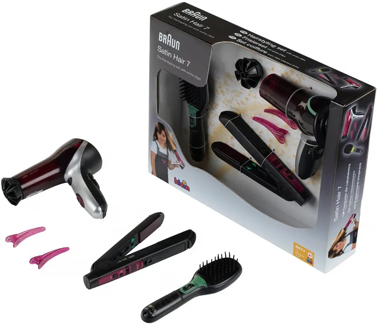 Braun Frisierset van Theo Klein in Zwart – productfoto
