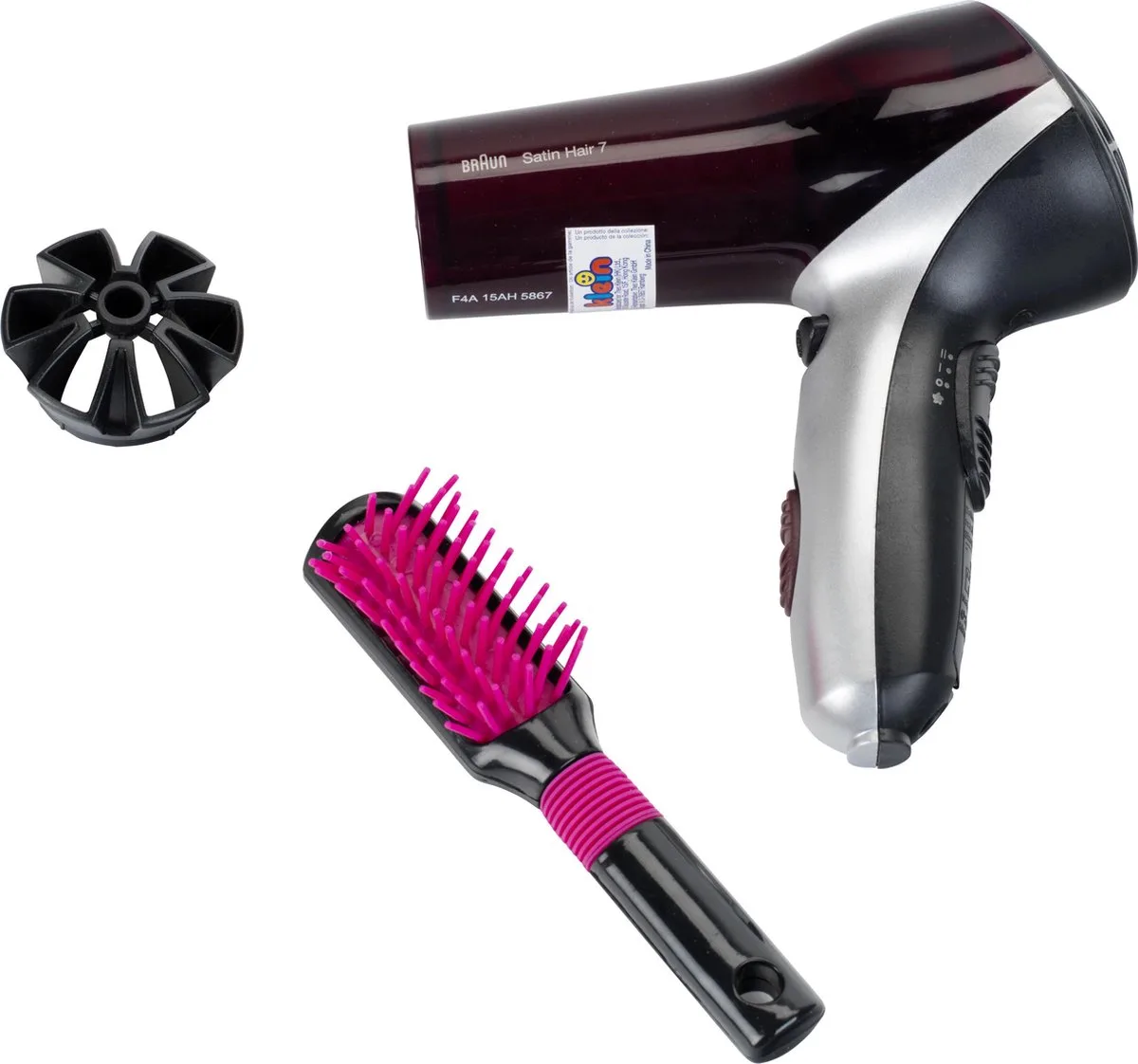 Braun Satin Hair 7 haardroger met borstel - incl. ventilator met koude-lucht-mechanisme - zwart by Theo Klein in Pink – product photo