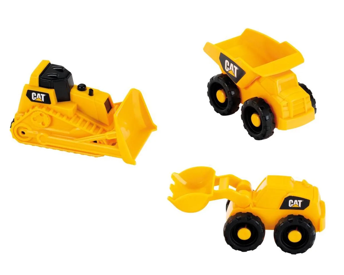 Cat bouwvoertuigen set - kiepvrachtwagen, bulldozer en schepmachine - zwart van Theo Klein in Geel – productfoto