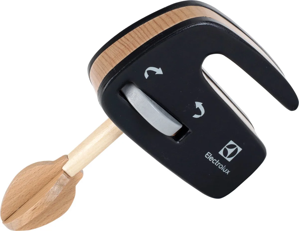 Electrolux handmixer - hout - 11.5x4.5x17.5 cm - incl. ronddraaiende garde från Theo Klein i Svart – produktbild
