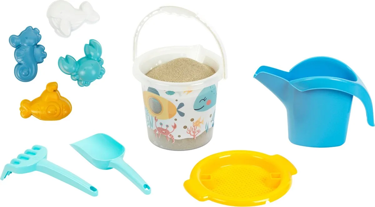 Little Foot - emmerset met gieter, zeef, hark, schep en speelfiguren - gerecycled materiaal von Theo Klein in Mehrfarbig – Produktfoto