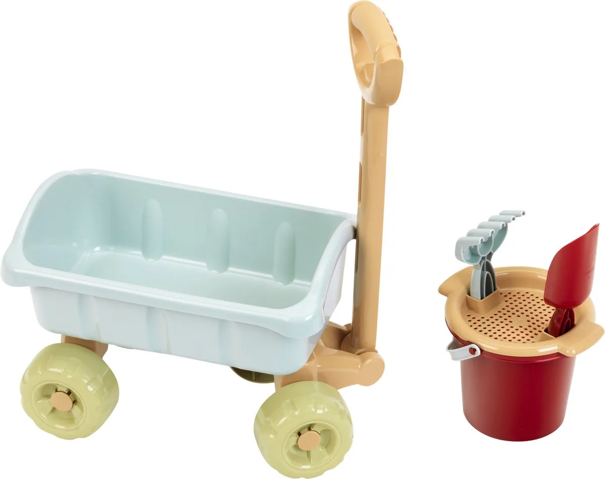 Little Foot handkar met emmerset - bolderkar, emmer, zeef, schep en hark - gerecycled plastic van Theo Klein in Meerkleurig – productfoto