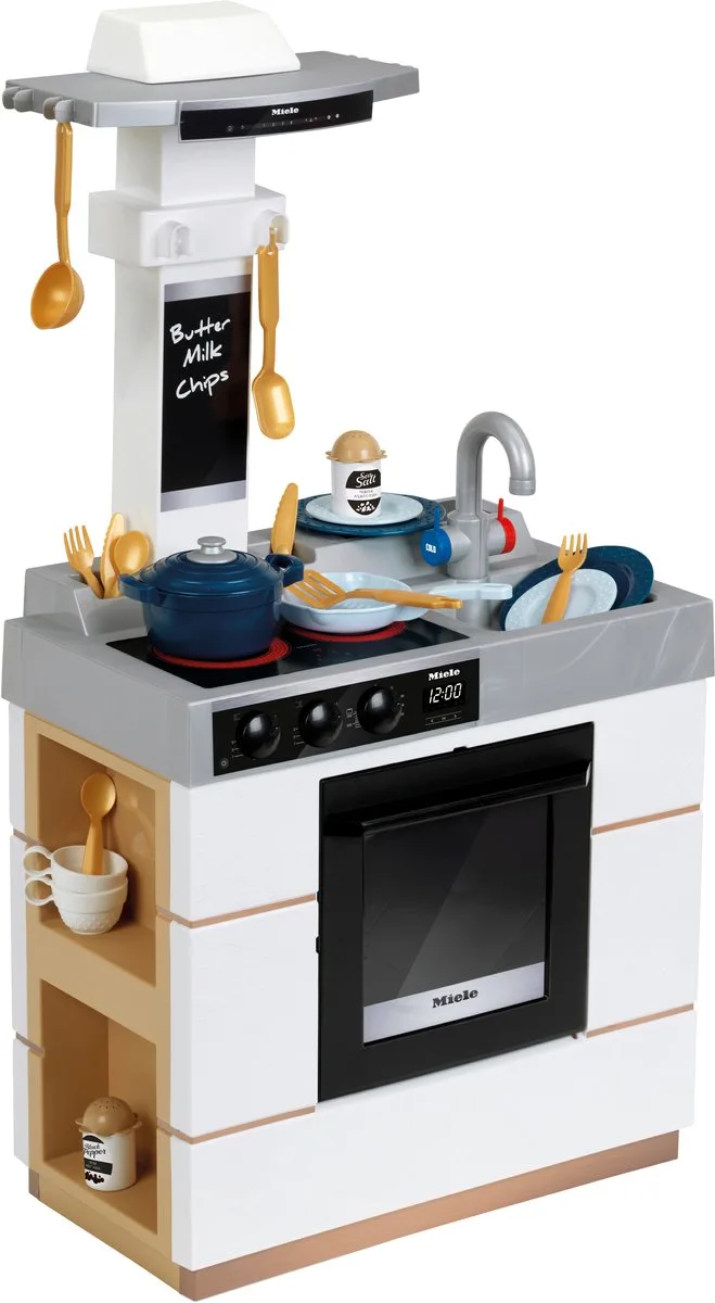 Miele speelgoedkeuken - met servies set - met pannenset - met licht en geluid van Theo Klein in Wit – productfoto