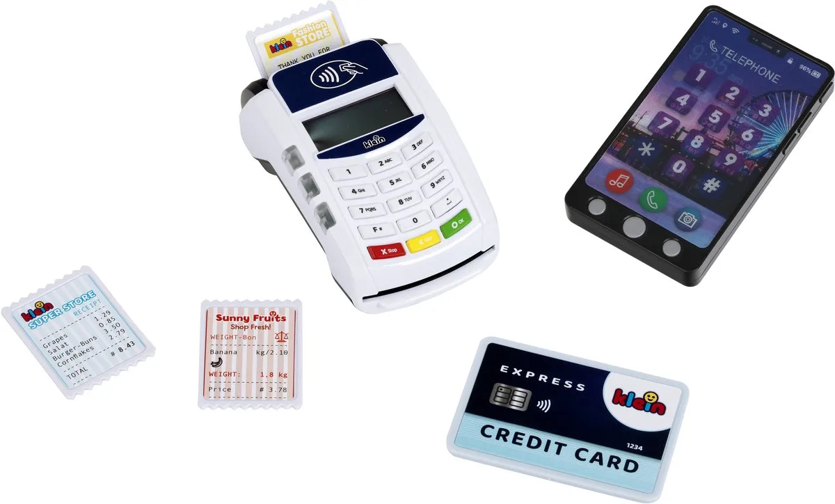 PoS-terminal en Smartphone - 7-delige set - incl. licht- en geluidseffecten de Theo Klein en Bleu – photo du produit