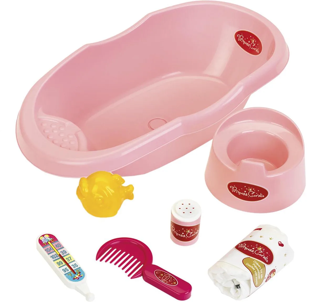 Princess Baby Coralie poppenverzorging - poppenbadje 41cm - incl accessoires - met potje från Theo Klein i Rosa – produktbild