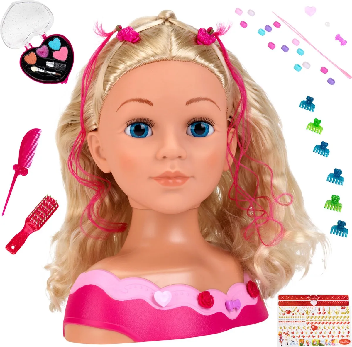 Princess Coralie Kaphoofd met make-up - 27 cm de Theo Klein en Rose, Multicolore – photo du produit