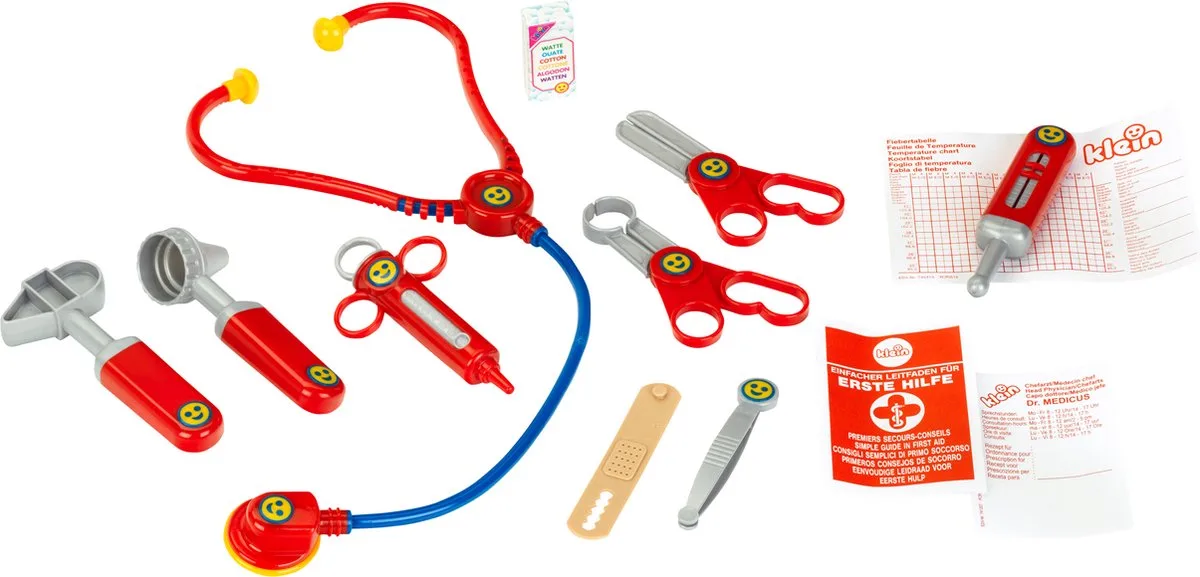 transparante artsenkoffer - incl. speelgoedinstrumenten - 27,5x9,5x23,5 cm - rood von Theo Klein in Mehrfarbig – Produktfoto