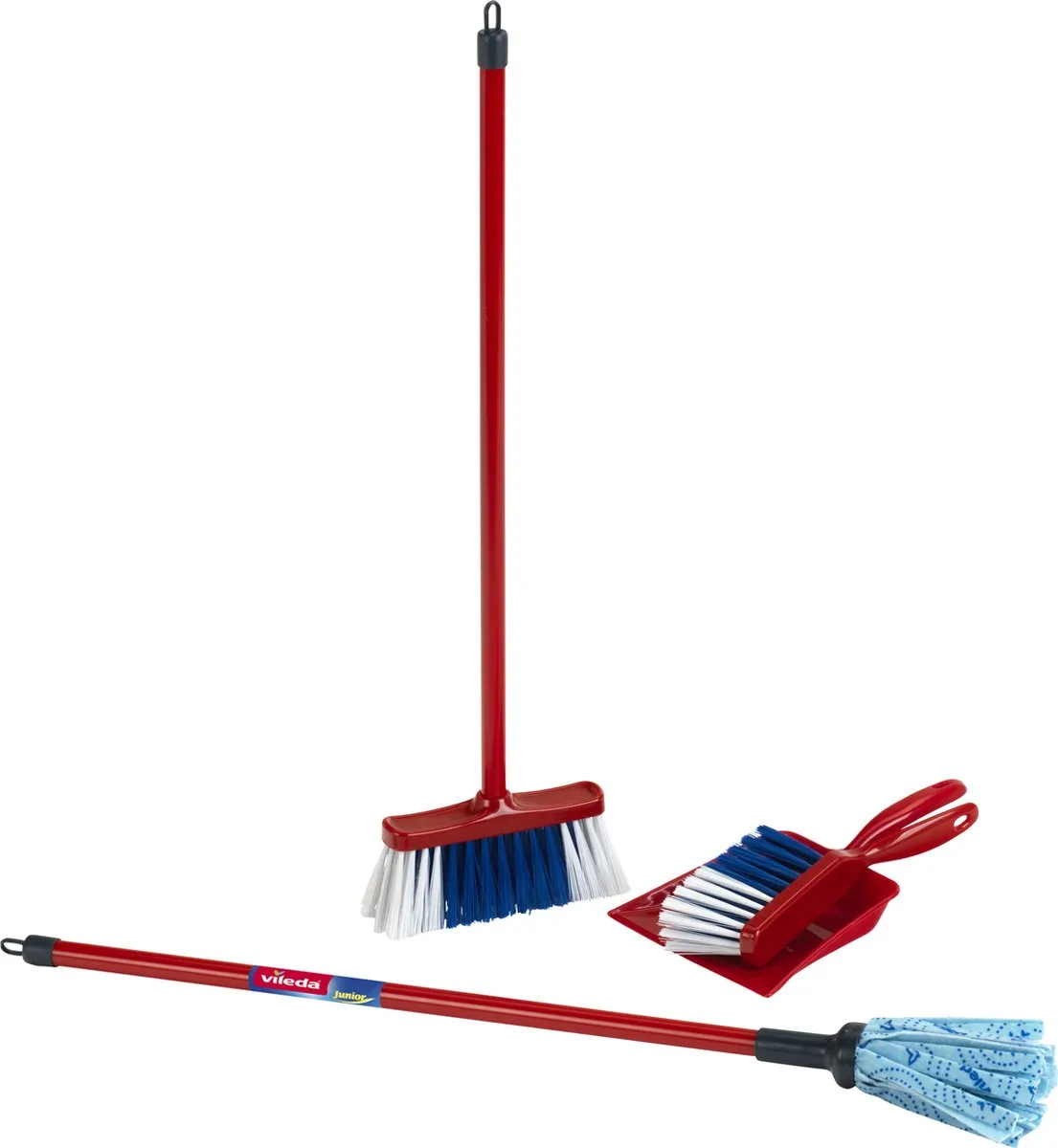 Vileda 4-delige speelgoedschoonmaakset - vloerwisser, bezem, stoffer en blik - hoogwaardig kunststof - blauw by Theo Klein in Red – product photo