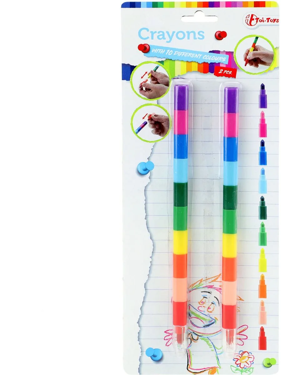 10-in-1 Waskrijt Pen, 2st. fra Toi-Toys i Flerfarvet – produktbillede
