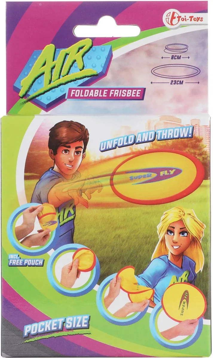 Air opvouwbare Pocket Frisbee met Hoesje från Toi-Toys i Flerfärgad – produktbild