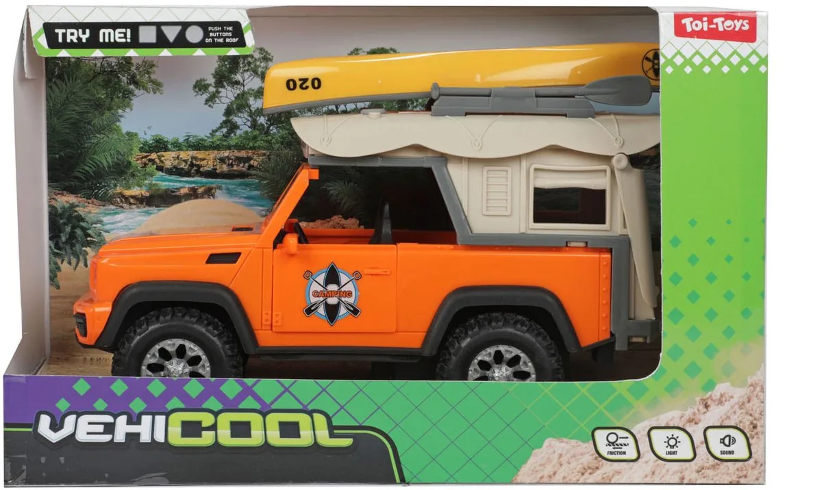 Animal World Jeep en Kano met Licht en Geluid från Toi-Toys i Blå – produktbild