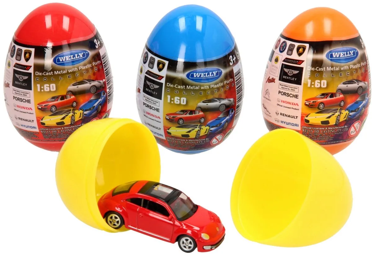 Auto In Verrassingsei 6 Cm Oranje van Toi-Toys in Meerkleurig – productfoto