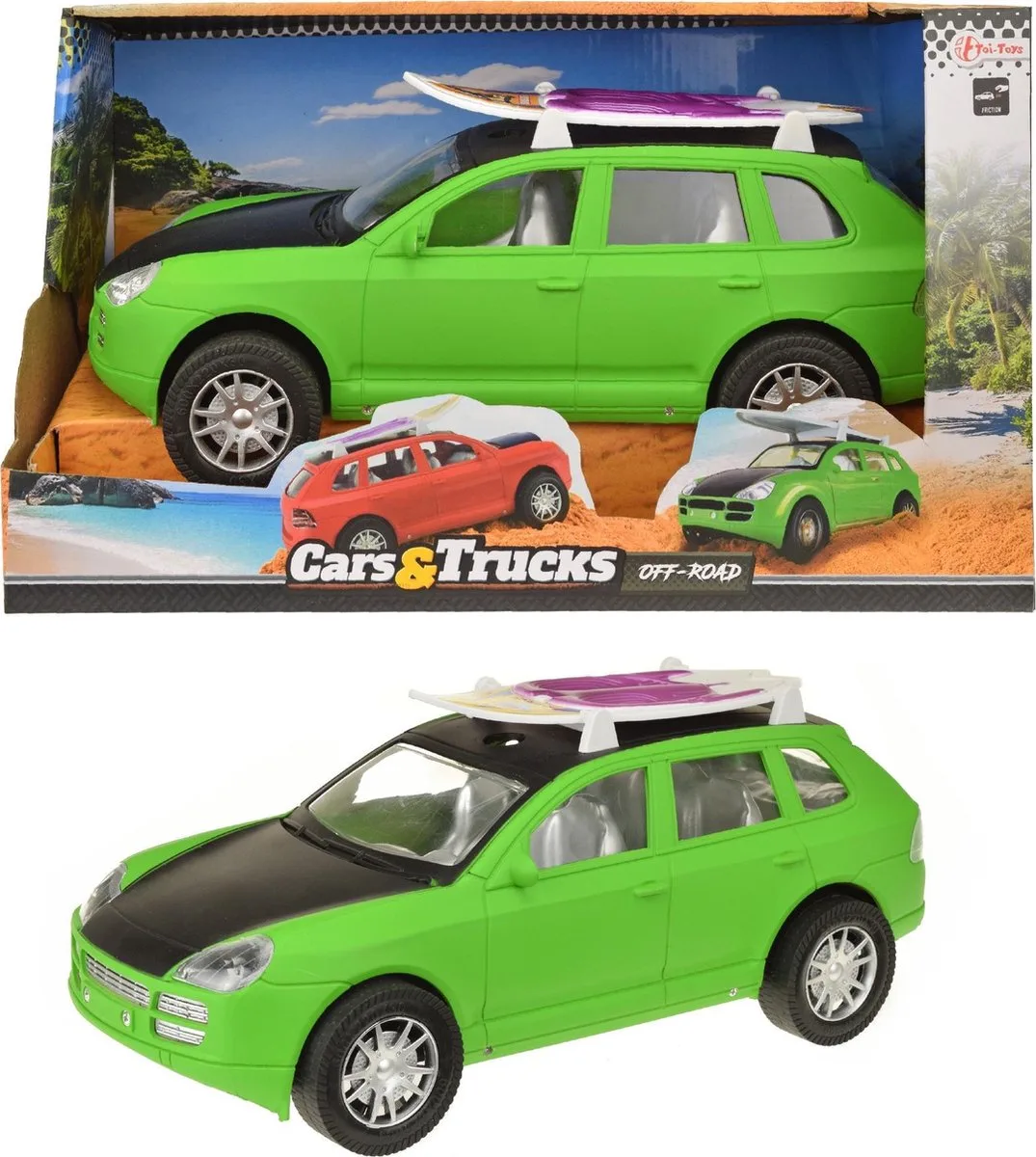 Auto Met Surfboard 31 Cm van Toi-Toys in Groen – productfoto