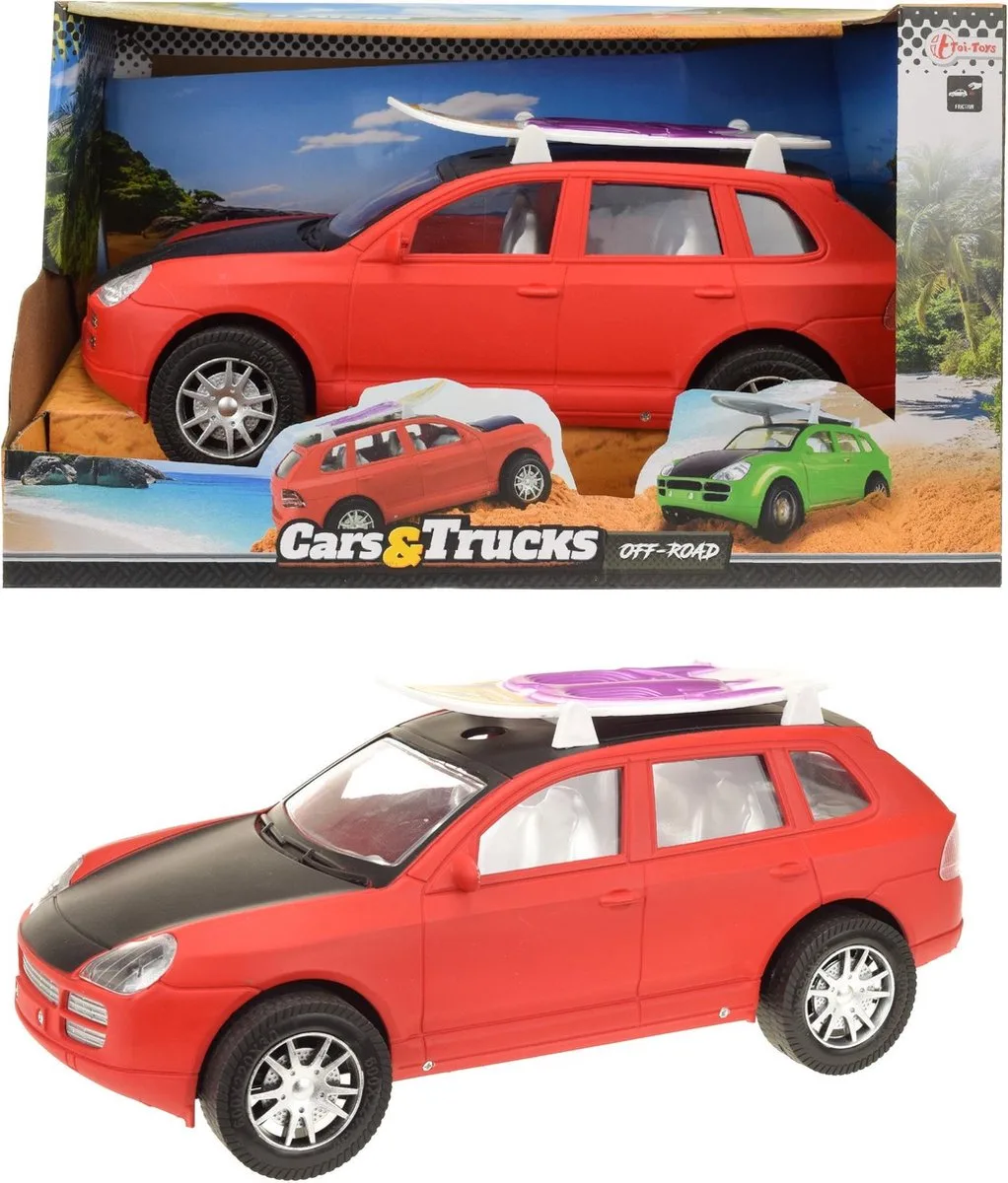 Auto Met Surfboard 31 Cm van Toi-Toys in Rood – productfoto