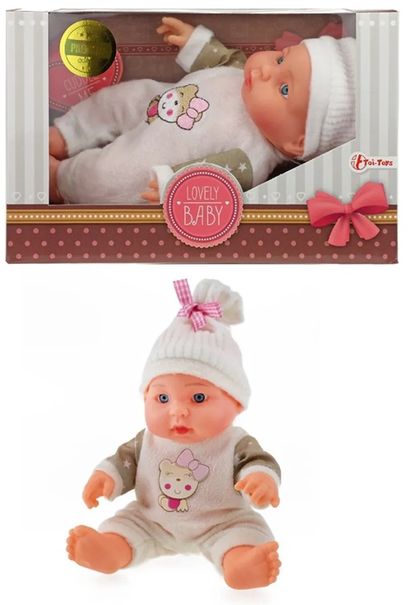 Baby Beau Babypop met Muts, 23cm fra Toi-Toys i Flerfarvet – produktbillede