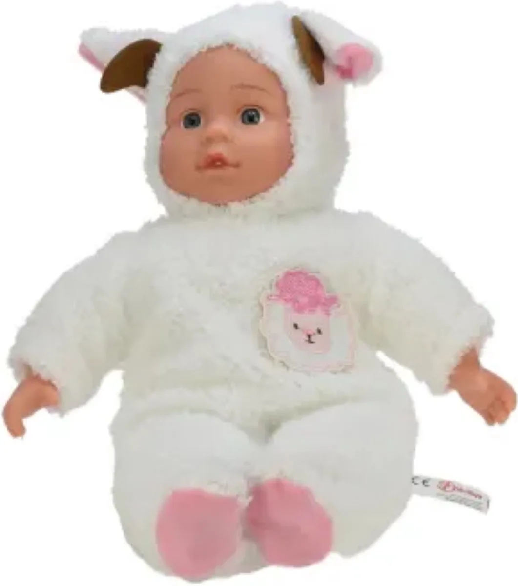 Babypop met dierenpakje groot - Schaap - 25 cm fra Toi-Toys i Hvid – produktbillede